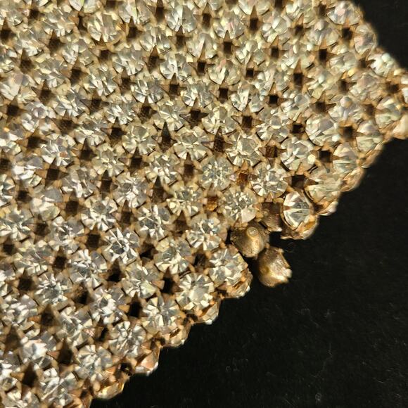 Retro Silver Rhinestone Purse Handbag, 1940s Glam Clutch - Restoration Project - Picture 7 of 8